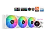 SAMA SM360 White liquid Cooler 360mm ARGB AIO Radiator LCD Video Temperature Display Screen