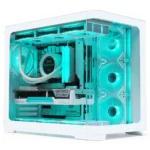 SAMA 2851 ATX Mid-Tower PC Gaming Case, High-Airflow, Sturdy Curved Tempered Glass Front, 4 ARGB PWM Fan Pre-installed with Fan Hub, White