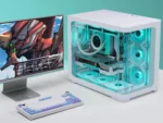 ⁦SAMA 2851 ATX Mid-Tower PC Gaming Case, High-Airflow, Sturdy Curved Tempered Glass Front, 4 ARGB PWM Fan Pre-installed with Fan Hub, White⁩ - الصورة ⁦3⁩