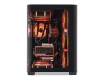 ⁦SAMA 2851 ATX Mid-Tower PC Gaming Case, High-Airflow, Sturdy Curved Tempered Glass Front, 4 ARGB PWM Fan Pre-installed with Fan Hub, Black⁩ - الصورة ⁦2⁩