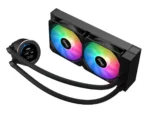 ⁦SAMA SM240 Black liquid Cooler 240mm ARGB AIO Radiator LCD Video Temperature Display Screen CPU⁩ - الصورة ⁦5⁩