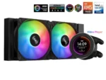 ⁦SAMA SM240 Black liquid Cooler 240mm ARGB AIO Radiator LCD Video Temperature Display Screen CPU⁩ - الصورة ⁦8⁩