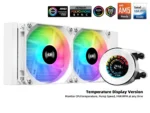 ⁦SAMA T240 White liquid Cooler 360mm ARGB AIO Radiator LCD Temperature Display Screen CPU Cooler with⁩ - الصورة ⁦4⁩