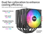 ⁦SAMA 6PDW ARGB Black CPU Air Cooler 120mm Cooling Fan⁩ - الصورة ⁦7⁩