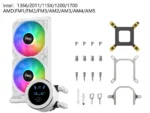 ⁦SAMA SM240 White liquid Cooler 240mm White with ARGB AIO Radiator LCD Video Temperature Display Screen, PC⁩ - الصورة ⁦5⁩