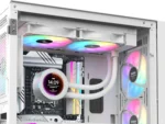 ⁦SAMA SM240 White liquid Cooler 240mm White with ARGB AIO Radiator LCD Video Temperature Display Screen, PC⁩ - الصورة ⁦6⁩