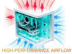 ⁦SAMA 2851 ATX Mid-Tower PC Gaming Case, High-Airflow, Sturdy Curved Tempered Glass Front, 4 ARGB PWM Fan Pre-installed with Fan Hub, White⁩ - الصورة ⁦5⁩