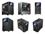 ⁦SAMA V-play ATX Mid Tower High-end Gaming Computer PC Case With 8-inch LCD Display, Tempered Glass Side Panels, Supports Multiple Cooling Configurations Black⁩ - الصورة ⁦2⁩