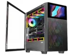 ⁦SAMA V-play ATX Mid Tower High-end Gaming Computer PC Case With 8-inch LCD Display, Tempered Glass Side Panels, Supports Multiple Cooling Configurations Black⁩ - الصورة ⁦3⁩