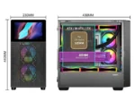 ⁦SAMA V-play ATX Mid Tower High-end Gaming Computer PC Case With 8-inch LCD Display, Tempered Glass Side Panels, Supports Multiple Cooling Configurations Black⁩ - الصورة ⁦8⁩