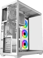 ⁦SAMA V Cool White Steel / Tempered Glass USB3.0/Type C ATX Full Tower Gaming Computer Case w/5 x ARGB Fans (Pre-Installed)⁩ - الصورة ⁦8⁩