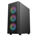 ⁦SAMA 3311B ATX Mid-Tower Case with 4x120mm Fans, Black⁩ - الصورة ⁦2⁩
