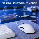 ⁦ATTACK SHARK X8PRO Ultra-Light Wireless Gaming Mouse & C06ULTRA Cable white⁩ - الصورة ⁦7⁩