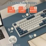 ⁦ATTACK SHARK K86 Wireless Mechanical Keyboard white⁩ + blue - Image 3