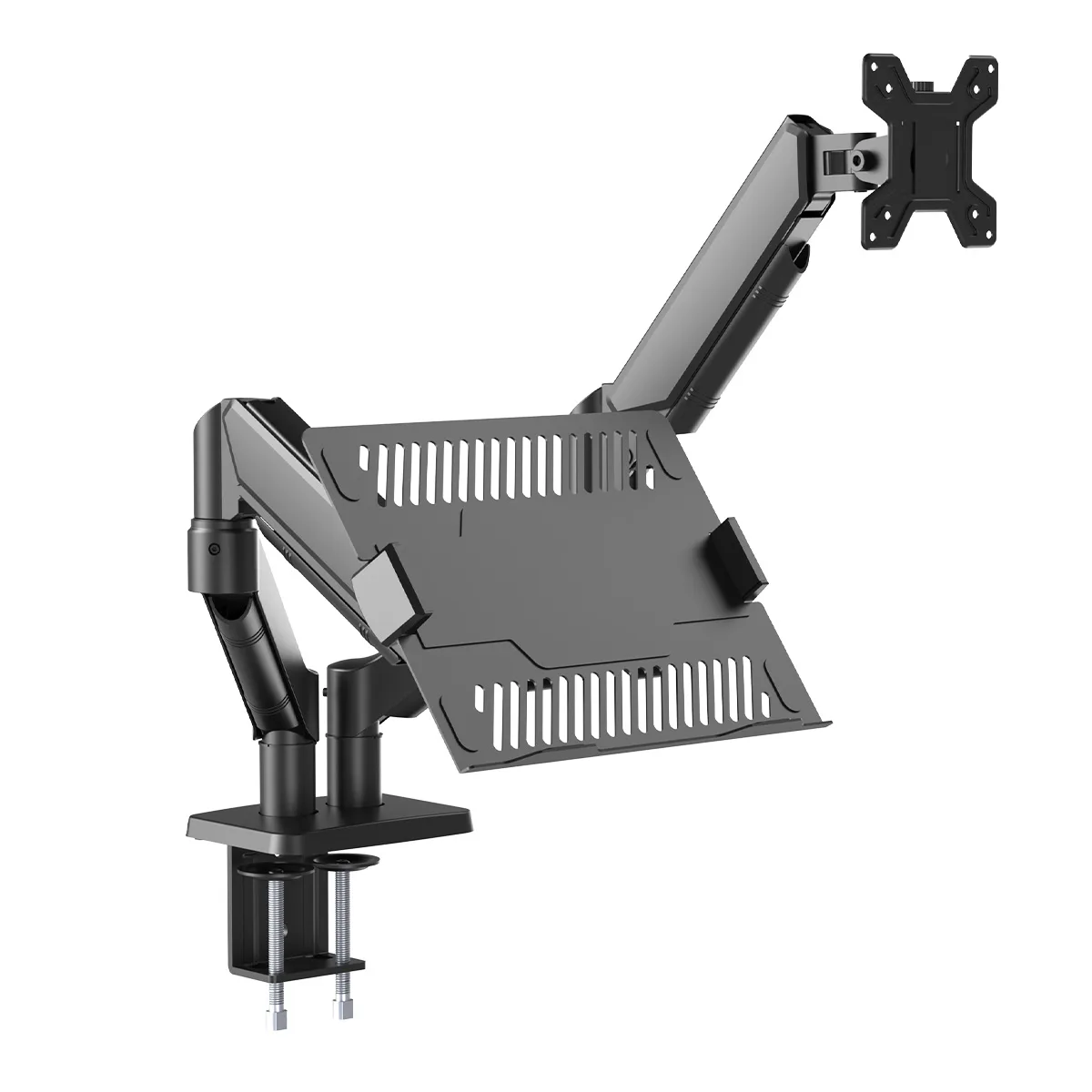 ستاند لابتوب مع شاشة KHCOOHOO Laptop Monitor Stand Alloy Steel ODM Gas Spring Cooling Tray for 17"-32" Screens 10kg Capacity C-Clamp/Grommet VESA