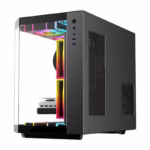 SAMA Neview 2771M MATX Tempered Glass Gaming Case (3 Pre-Installed ARGB Fans + ARGB HUB FAN) – Black - Image 4