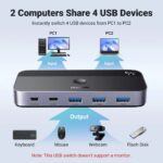 ⁦UGREEN UG-15705 USB 3.0 Computer Sharing Switch 2-in-4 Hub⁩ - الصورة ⁦2⁩