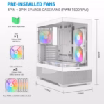 SAMA V40 ATX Mid Tower PC Case (With 6 Pre-Installed ARGB Fans) - White