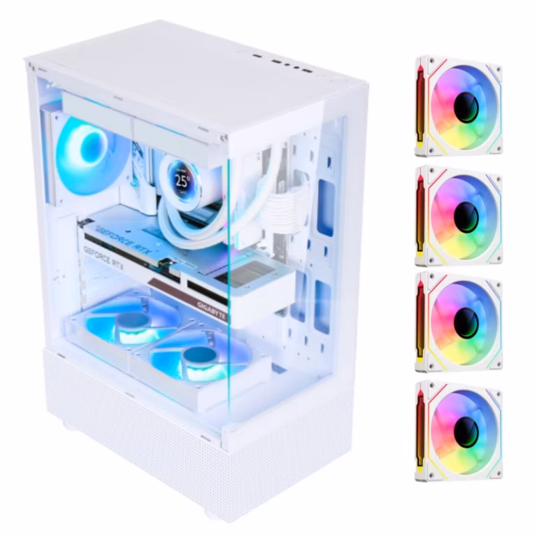 SAMA Neview 3321 ATX Mid Tower Gaming Case (4-ARGB Pre-installed fans & Hub Control) - White