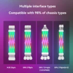 ⁦SNOWMAN Sleeved Cover Extension Cable MB & GPU ARGB, 24 Pin + 12+4 Pin 12 VHPWER Kit⁩ - الصورة ⁦4⁩