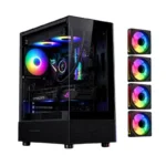 SAMA Neview 3321 ATX Mid Tower Gaming Case (4-ARGB Pre-installed fans & Hub Control) - Black
